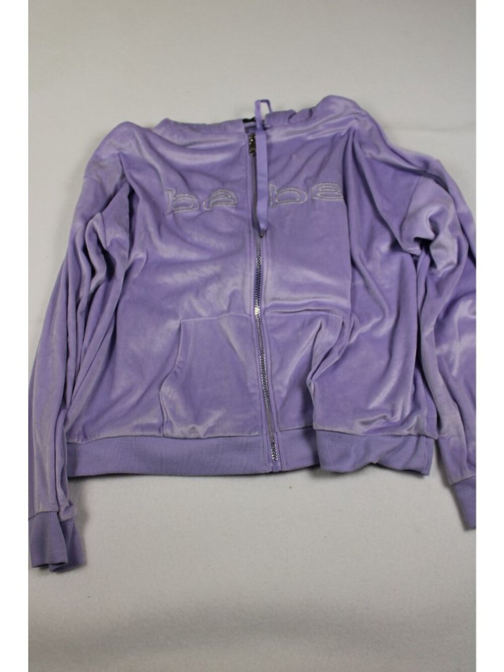 Bebe Womens Lavender Velour Zip-Up Jacket With Logo Embroidery Size XL